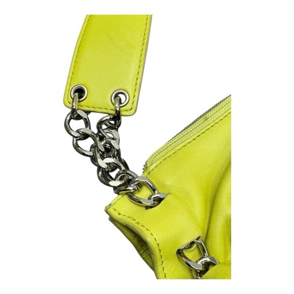 Sondra Roberts Squared Ruched Lime Green Clutch Chain Strap Bag - Picture 3 of 15